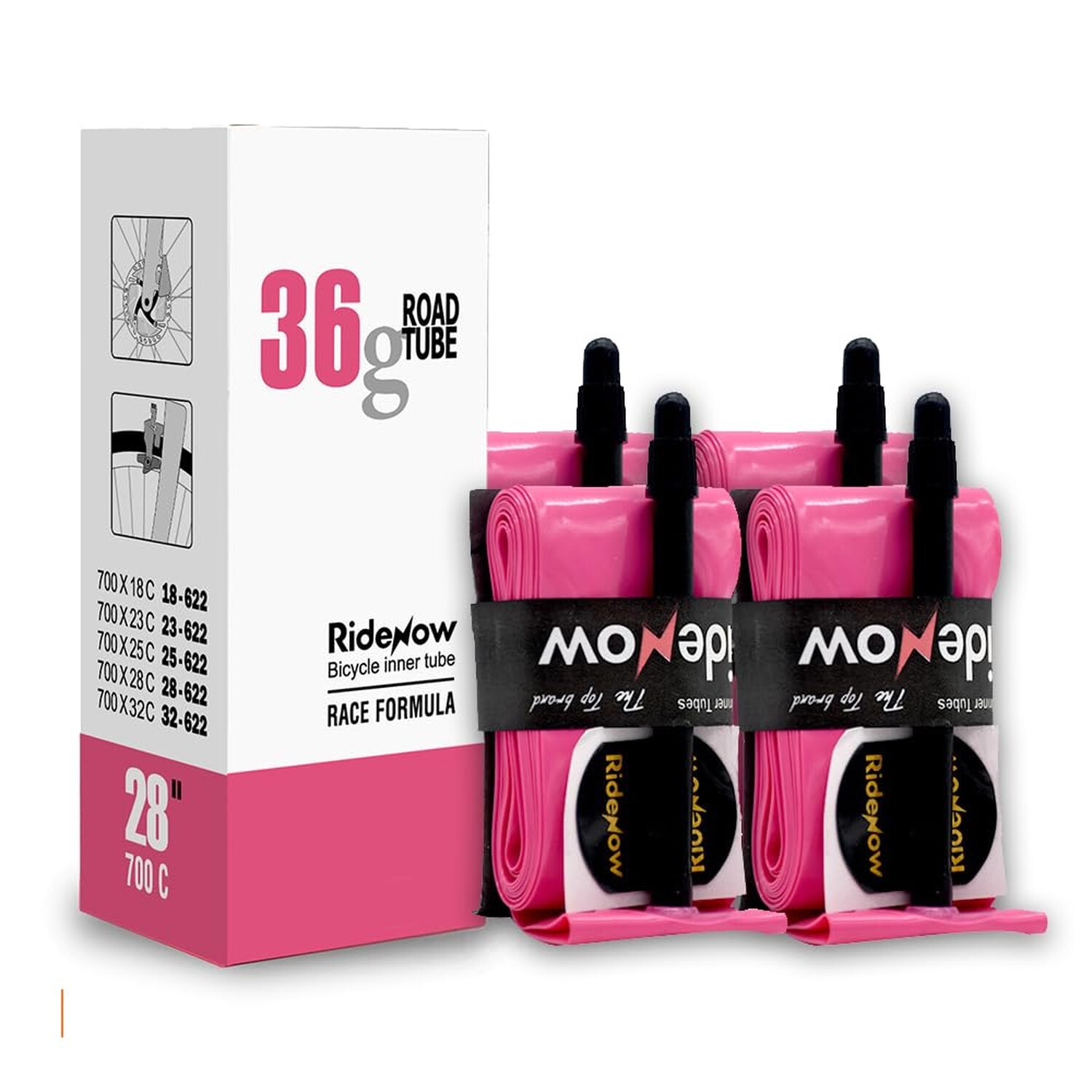 2-4 Pack Ridenow TPU Inner Tubes 700x18-32c Lightweight Bike Tubes 45/65/85mm Presta