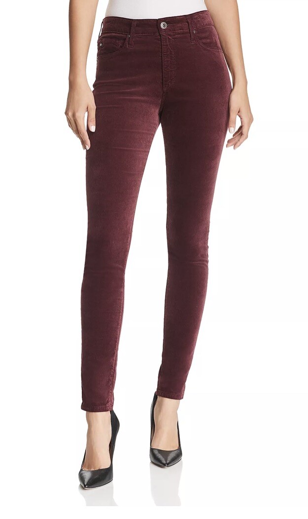 AG Farrah High Rise Women Size 26 Skinny Jeans Rich Carmine Velvet 