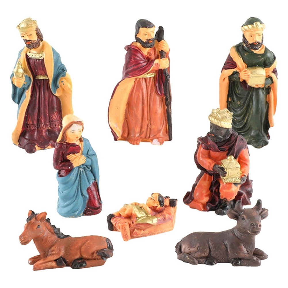 Personajes Navideños Resina Navidad Set con Niño Jesús y Animales4867