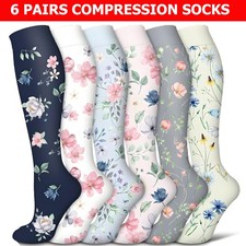 6 pairs Compression Socks for Women  Men Circulation Graduated Supports Socks