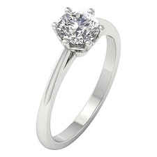 1 Carat Round Natural Diamond Solitaire Engagement Ring 14K White Gold Prong Set