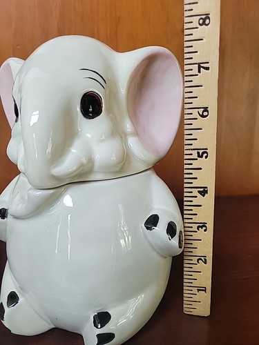Vtg Art Pottery Elephant Cookie Jar Marked USA Kitsch Retro signed CJ '98 READ - Picture 20 of 22