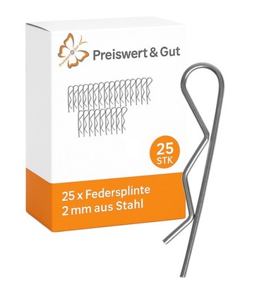 25 x Sicherungssplinte 2 mm Sicherungsklammer 6-12 mm Federsplinte R-Stecker