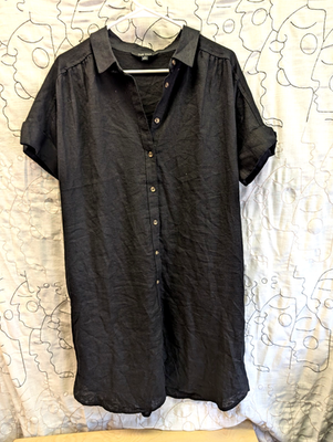 Well Worn Brand Linen Blend Dress Women's Black Pockets Sz L Minimalist  Resort | eBay