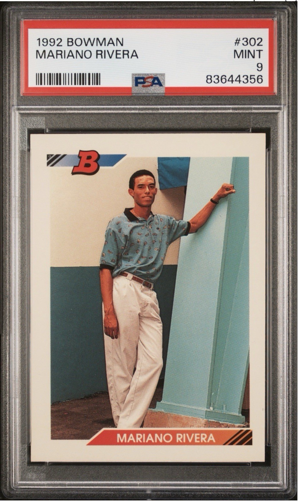 1992 BOWMAN #302 MARIANO RIVERA YANKEES ROOKIE RC PSA 9