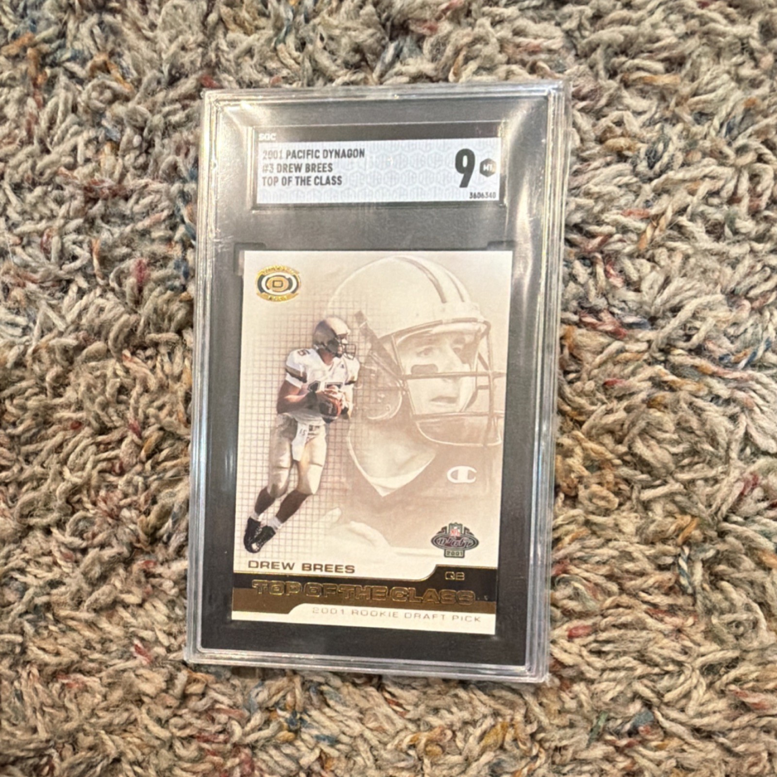 2001 Pacific Dynagon Top of the Class Drew Brees Rookie Insert #3 SGC 9 Purdue