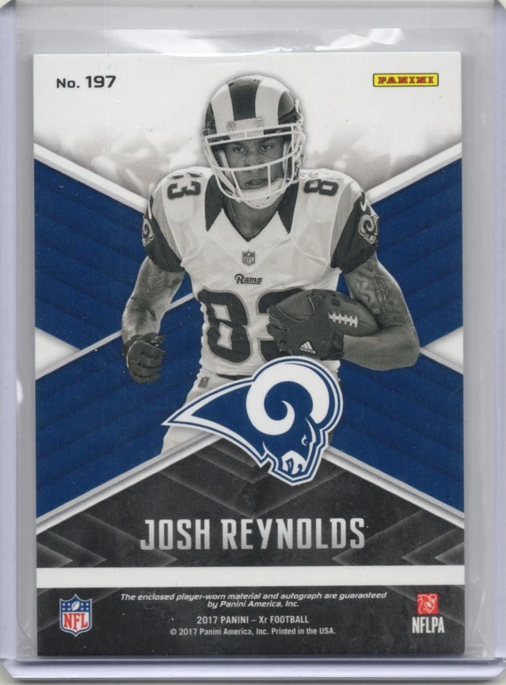 2017 Panini XR Football Josh Reynolds Rookie Triple Swatch Auto Blue /49 - Image 2 of 2