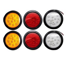 4 12 Led Round Stopturntail Trailer Light Kit Plug Grommet Amberredwhite 4 12 Led Round Stopturntail Trailer Light Kit Plug Grommet Amberredwhite