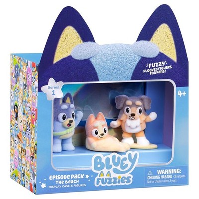 Bluey Fuzzies Episodenpaket Der Strand mit 3 speziell beflockten Sammlerstücken Mini-F