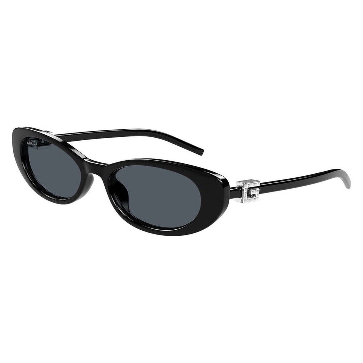 GUCCI GG1680S 002 Black Silver Stones Grey Lens Oval Sunglasses