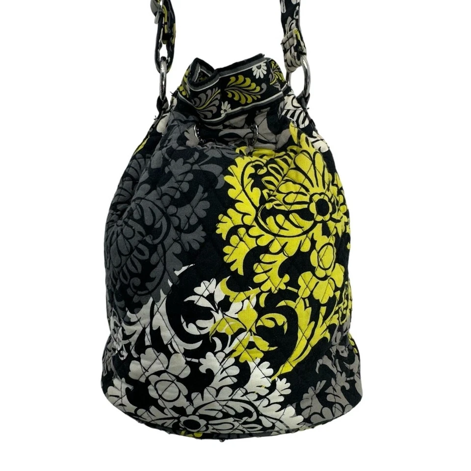 Bolso de Hombro Vera Bradley Acolchado con Cordón Verde Negro Floral Paisley Boho Foto 3 de 4