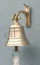 Nautical Brass Ship Bell Hanging Door Bell With Wall Mounted Bracket Bell