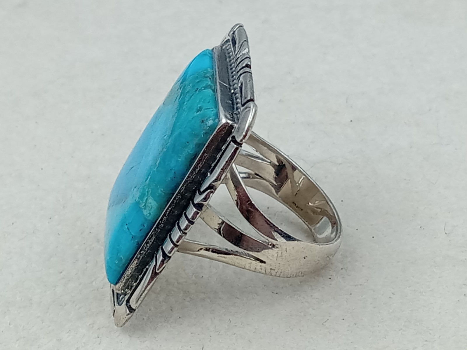 Excellent Sterling Silver Statement Turquoise Squ… - image 6