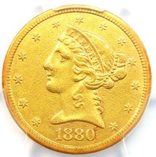 1880-CC Liberty Gold Half Eagle $5 Coin - PCGS AU Detail - Rare Carson Gold Coin