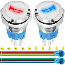 2PCS 16MM Horn Switch Raised Speaker Horn Momentary Push Button Switch DC 12V...