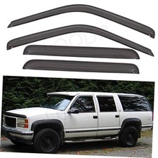 Set of 4 Front Rear Smoke Sun/Rain Guard Outside Mount Tape-On Acrylic Window