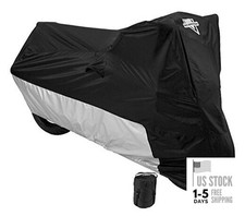 Deluxe Motorcycle Cover, Weather Protection, UV, Air Vents, Heat Medium Black