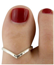925 Silver Chevron Toe Ring V Shape Minimalist Womens Adjustable Foot Jewelry