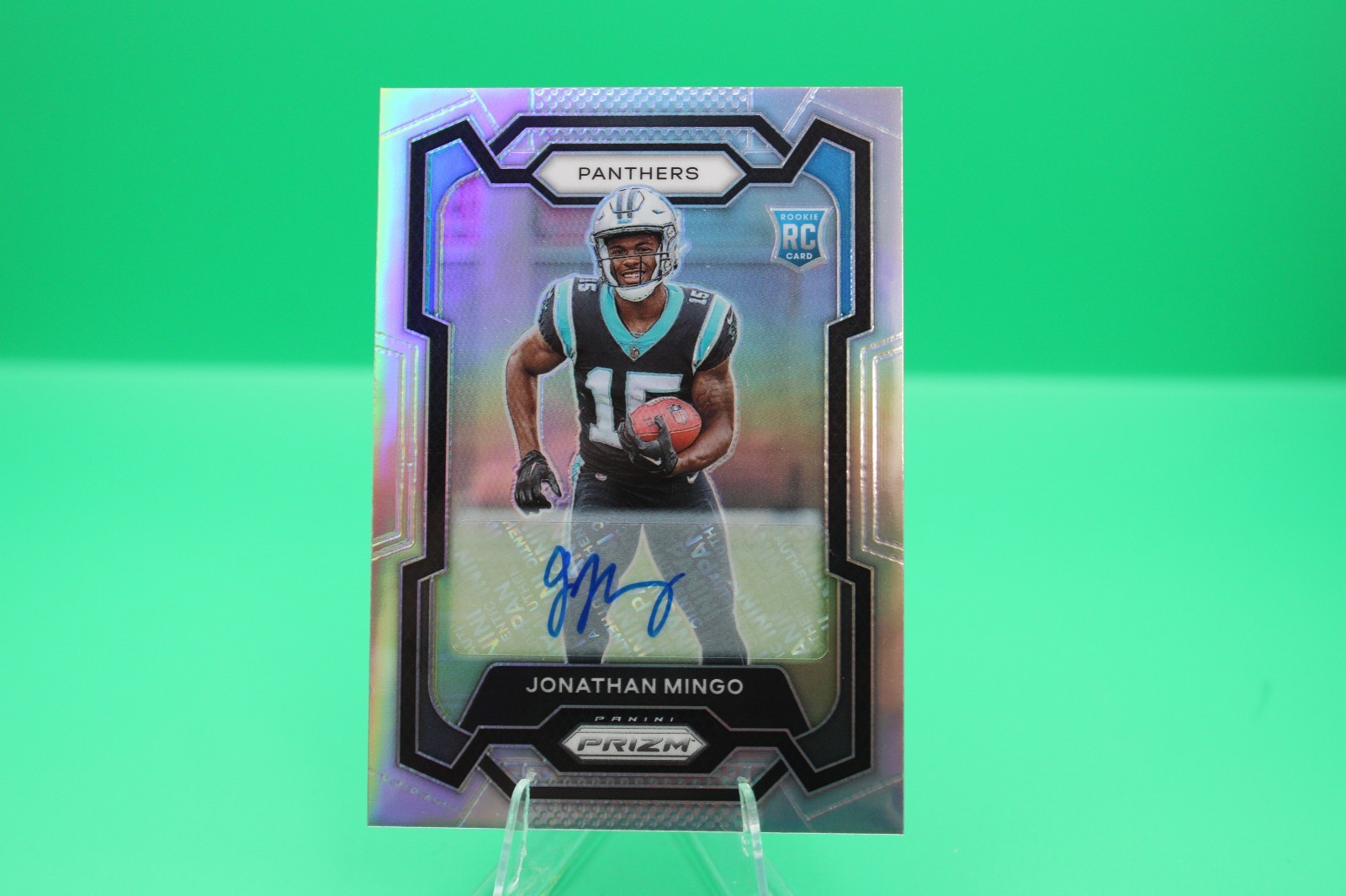 2023 Panini Prizm Jonathan Mingo Silver Prizm Rookie RC Auto Panthers #312