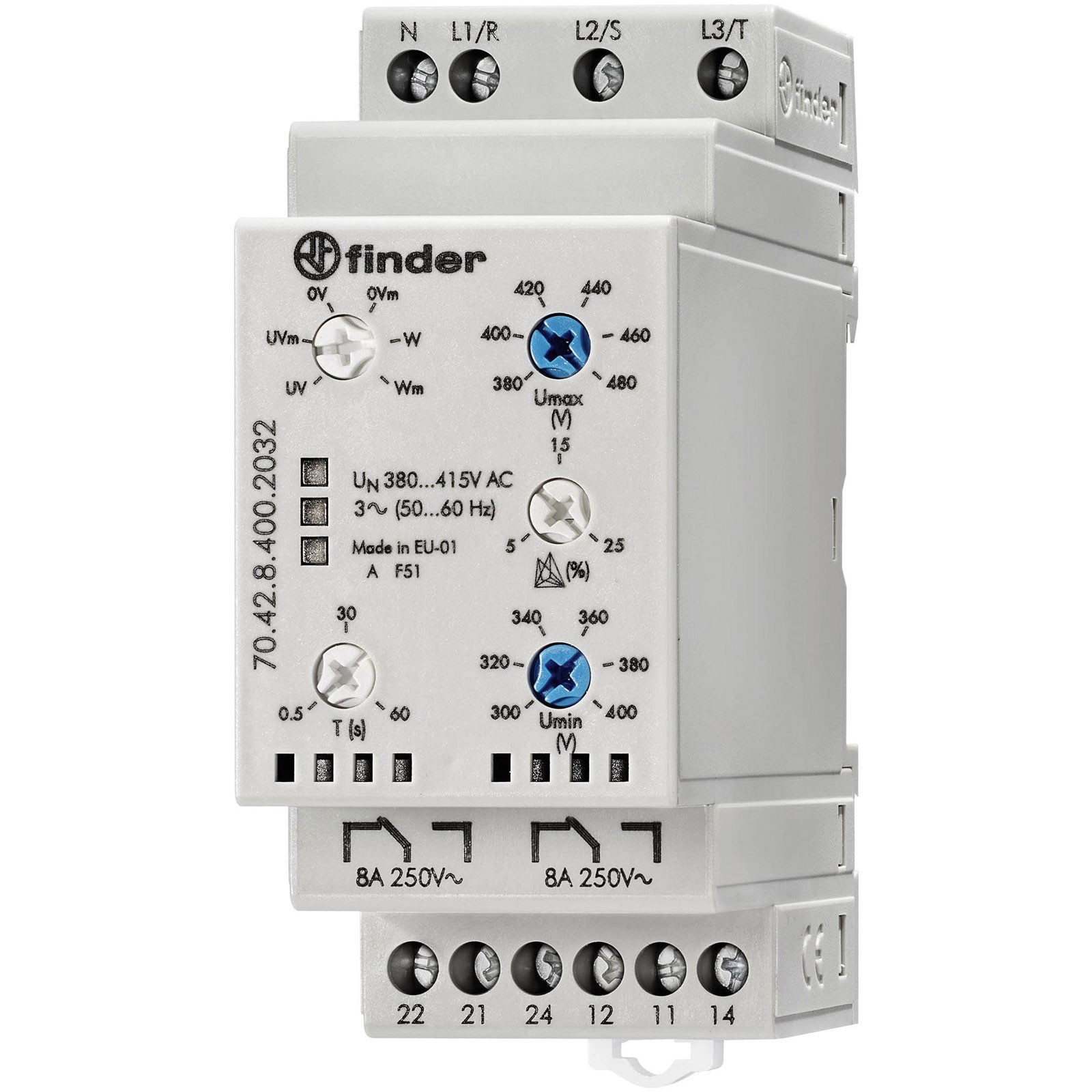 Finder monitoring Relay 380-415V 2 changeovers
