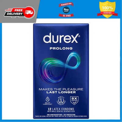 Durex Prolong Condoms with Delay Lubricant Ribbed and Dotted 12 Count