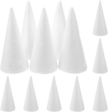 12pcs White Foam Cones for DIY Crafts  Centerpieces - 10cm