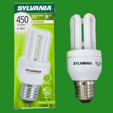 1x 8W  42W Sylvania CFL Mini Stick Light Bulb Low Energy ES E27 Edison Screw