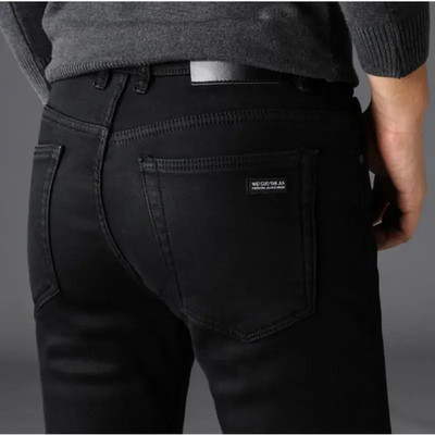 Frühling Herbst Herren klassische Mode Marke Jeans Homme Mann weich Stretch schwarz Biker