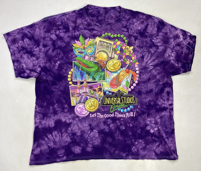 Universal Studios Florida Mardi Gras Graphic T-shirt Men 3XL Purple Tie Dye