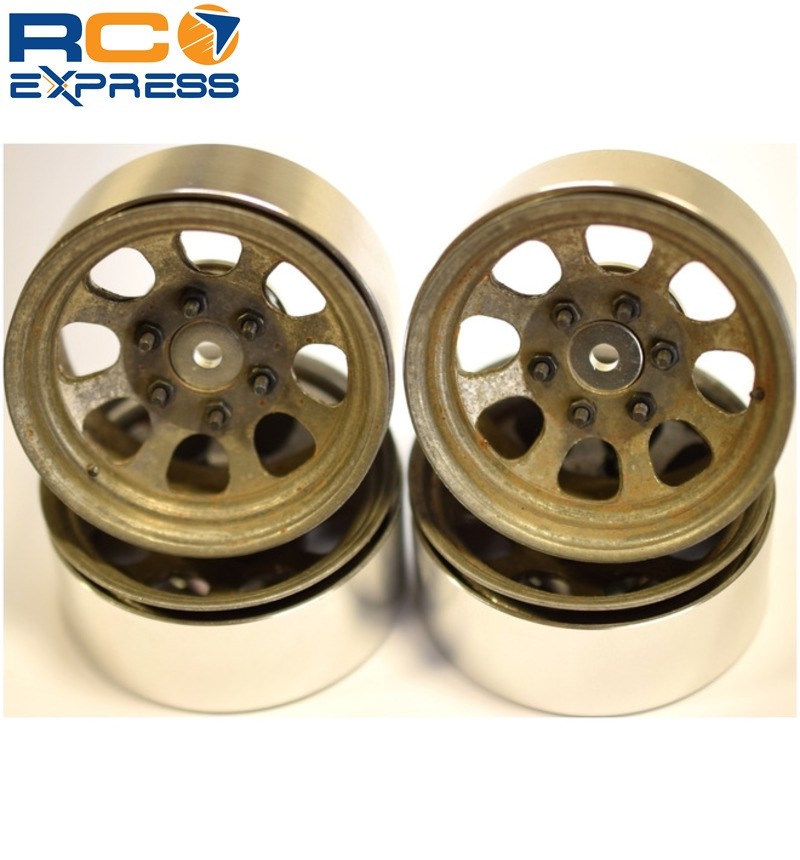 Hot Racing Raw Steel 1.9 Beadlock 6-Lug Wagon Wheels 12mm He