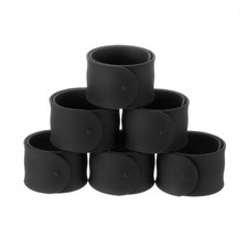 6Pcs Snap Bracelets 8.46" x 1" Slap Bracelet for DIY Goodie Bag Black