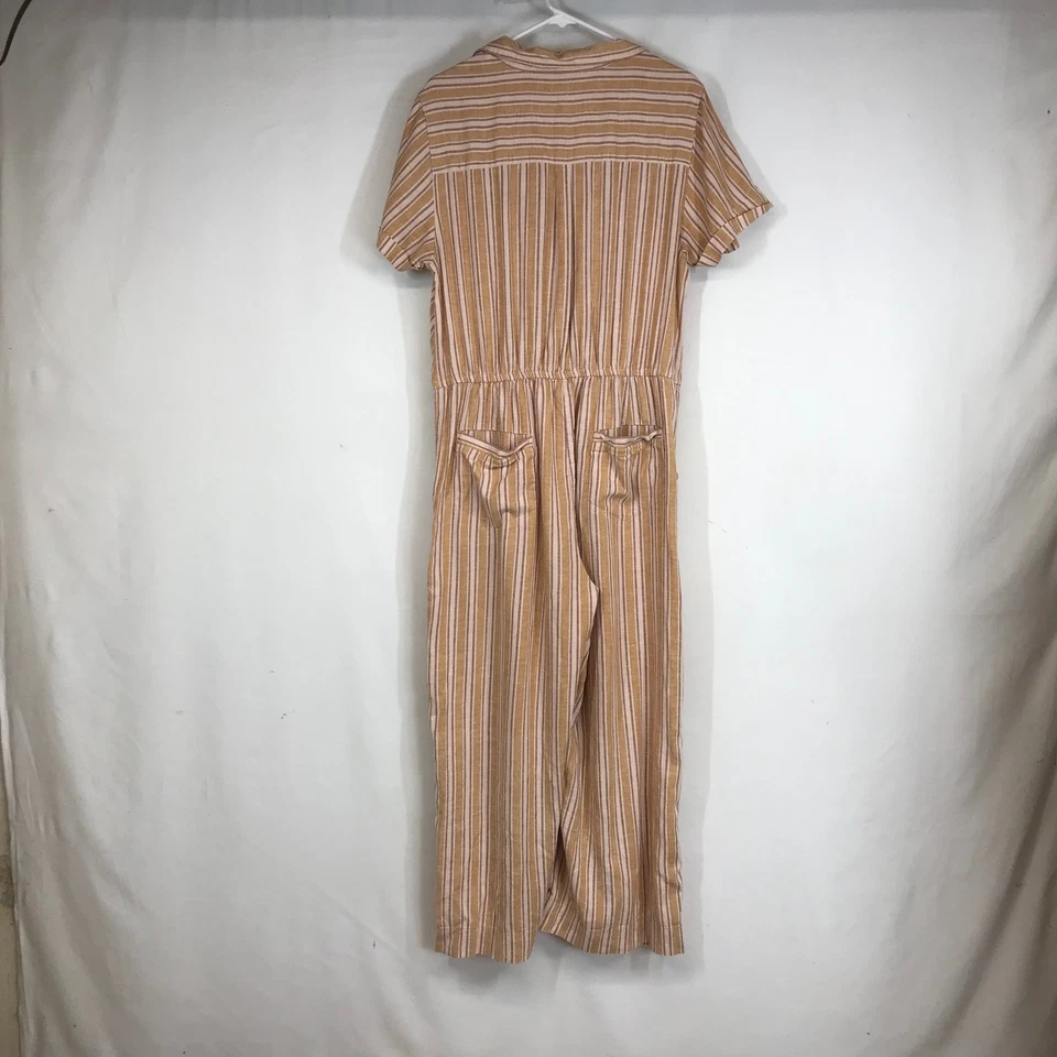 TOAD&CO Wms Mono a Rayas Mezcla de Lino Pierna Ancha Corbata Frontal Cintura Elástica Talla L Foto 4 de 4