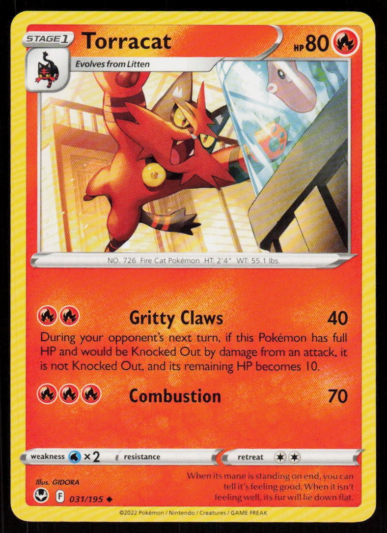 Torracat 031/195 Uncommon Silver Tempest Pokemon Lightly Played
