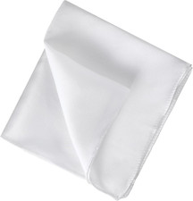 13 Inch Men's Handkerchiefs 100 Real Mulberry Silk Pocket Square for Men,White