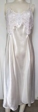 Vintage Dentelle Lingerie White Bridal Nightgown Satin Beaded Slip Dress Medium