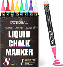 GOTIDEAL Liquid Chalk Markers, Fine Tip 8 Colors Washable Window Chalkboard Glas