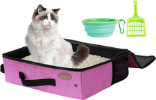Portable Cat Travel Litter Box in Car, Collapsible Cat Litter Carrier with Lid,