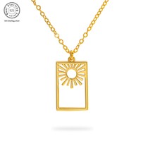 925 Sterling Silver Women's Necklace, Minimalist Sun Pendant, Women's Gift