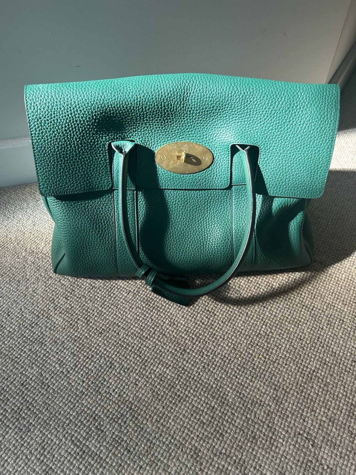 Mulberry Bayswater Classic Grain Aqua Green Bag with Dust Bag