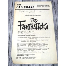 The Callboard The Fantasticks Philadelphia Premiere Neighborhood Players 1962