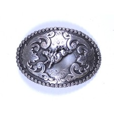 Nocona Silver Buckle rodeo western cowboy horse bull 3.5" x 2.5"