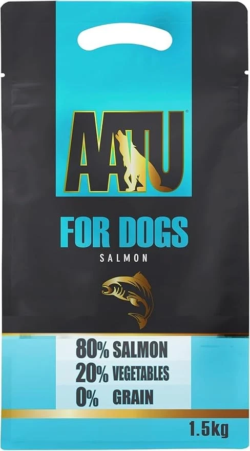 AATU 80/20 Complete Dry Dog Food, Salmon 1.5kg - Dry Food Alternative to Raw Fee