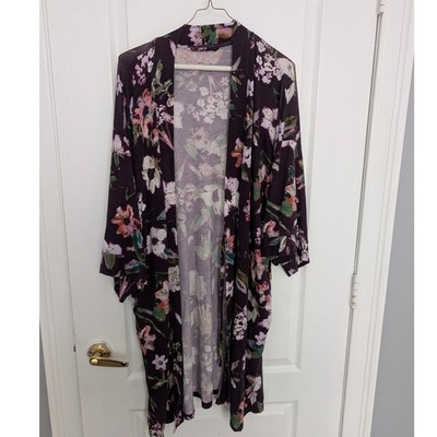 Gilligan & O'Malley Womens Purple Floral Modal Blend Robe XL/XXL Lounge Cardigan