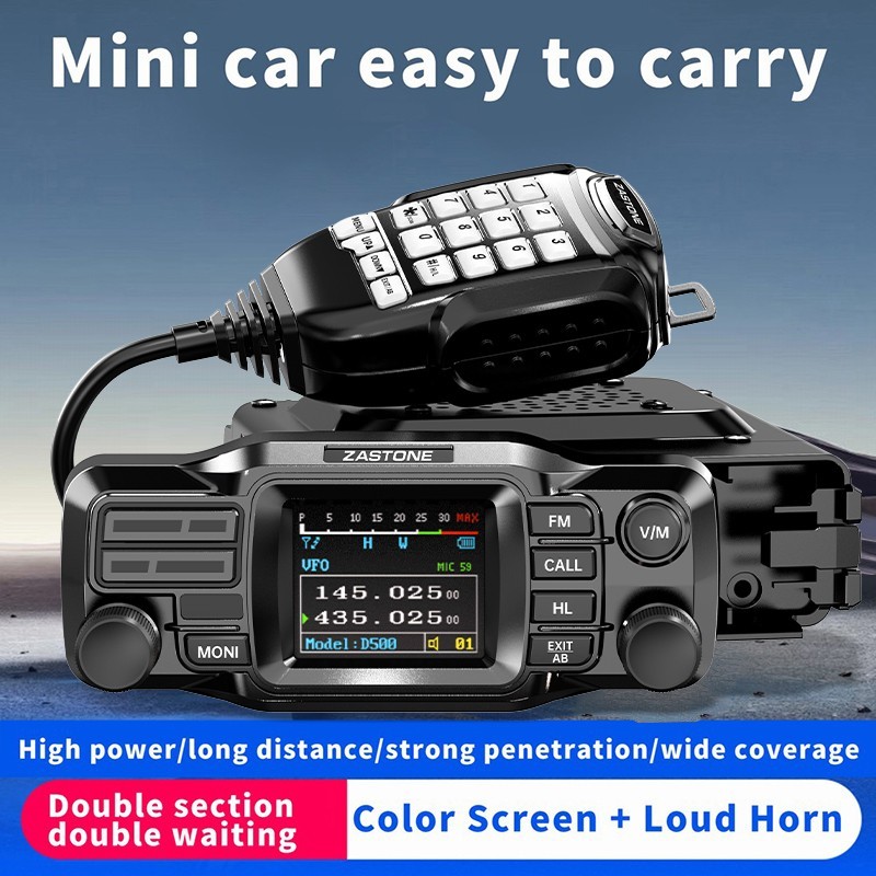 ZASTONE D500 VHF UHF Dual Band 25W DTMF Detachable Panel Mini Mobile Radio + USB