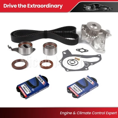 Timing Belt Kit Water Pump w/2*Serpentine Belt Fit 90-97 Toyota Celica RAV4 L4 - Image 1 of 4