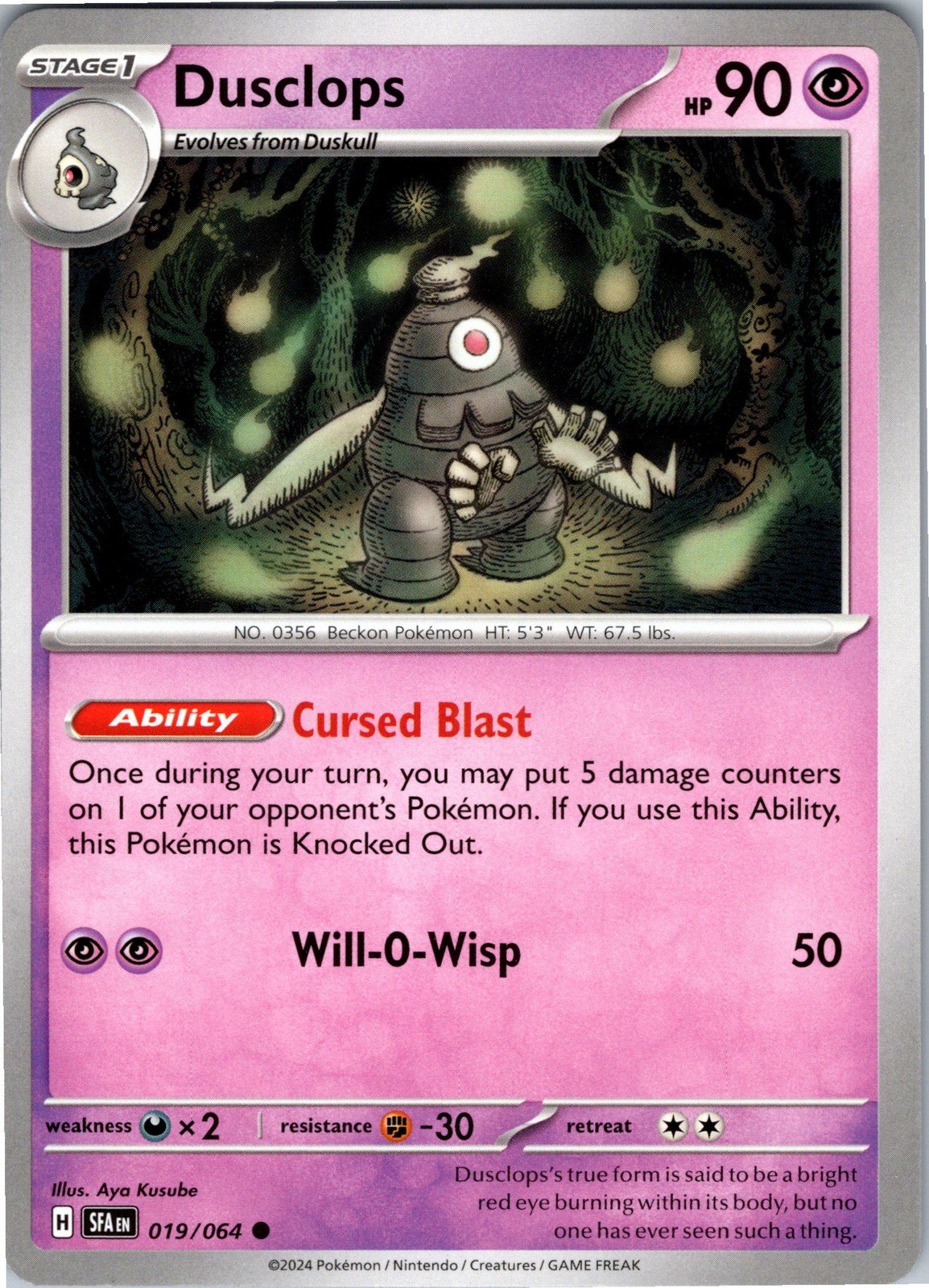 Dusclops Common SV: Shrouded Fable 019/064 NM
