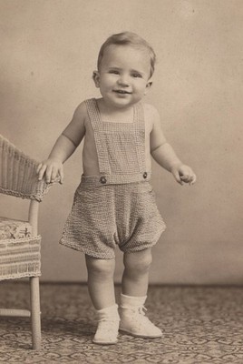 1930s Happy Baby Chair Studio Portrait Smiling Childhood Moment