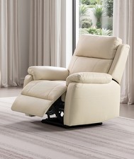 CREAM Leather 4 Seat, 3 Seat, 2 Seat & Armchair Manual Recliner ABERINO