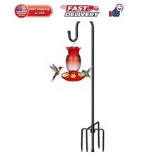 62" Shepherds Hooks for Outdoor, Bird Feeder Pole with 5 Prong Base, Adjustab...