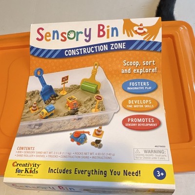  Construction Zone Sensory Bin W/ Sand, Vehicles, Creativity for Kids. Ages 3+ 